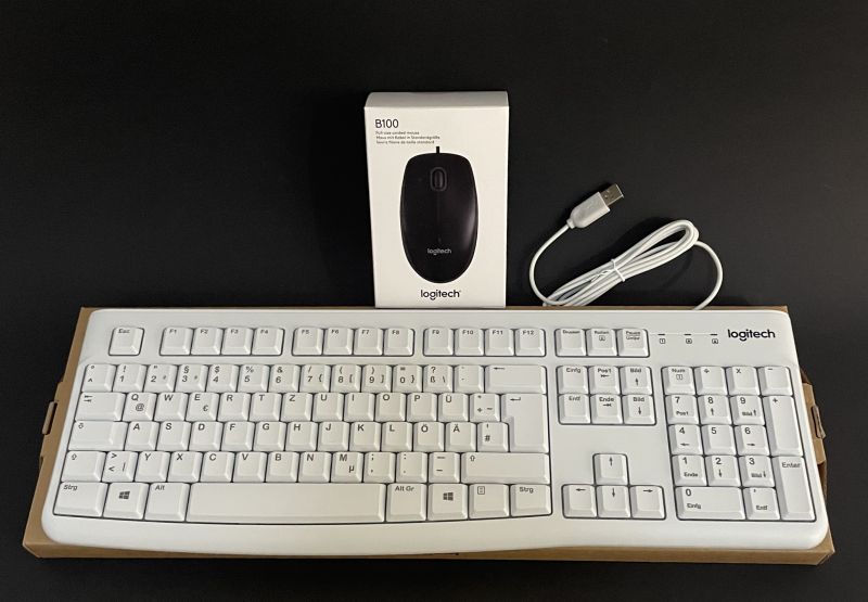 Logitech K120 Tastatur + Logitech B100 Maus USB Set