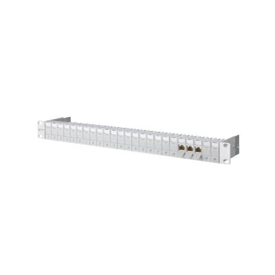 Patch panel, RJ45, 24-Port, Rackmount, Metall