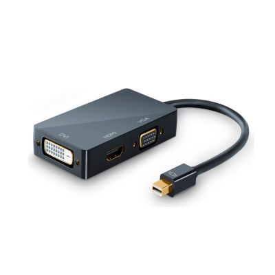 DisplayPort-Adapter, HDMI-Ausgang, DVI-Anschluss, VGA-Anschluss, Schwarzes Gehäuse