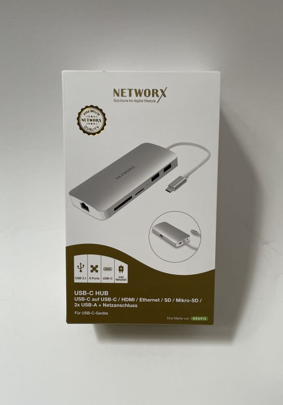 NetworX USB-C Hub USB-C auf USB-C / HDMI / Ethernet / SD / Mikro-SD 