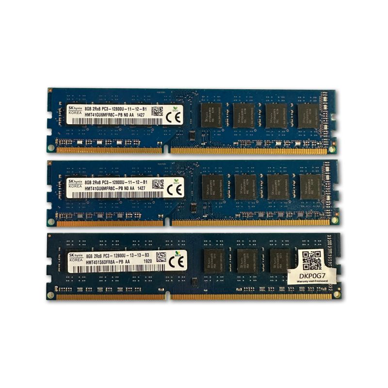 3x SK Hynix 8GB 2Rx8 PC3-12800U DDR3 SDRAM 